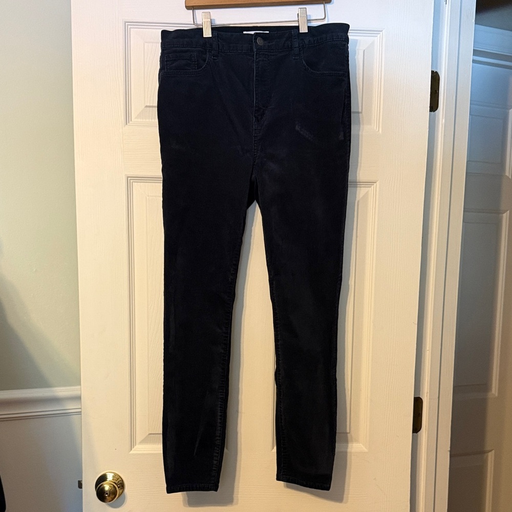 LOFT Women's Skinny Pants - Dark Blue crushed velvet